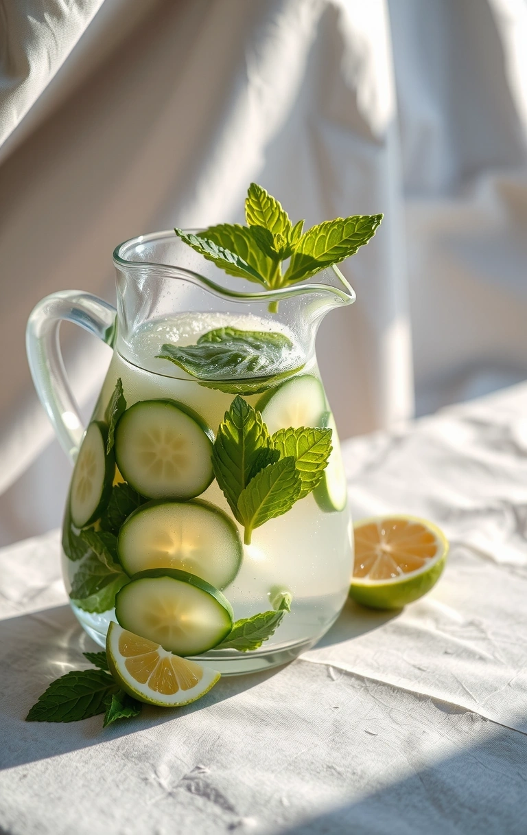 Água Infundida com Pepino e Lima